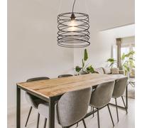 Suspension, lampe de salle à manger, lampe de table à manger, spirale en métal noir, 1 douille E27, PxH 35x128cm
