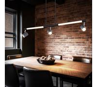 Lampe suspendue suspension lampe de salle à manger spot spot plafonnier, métal chromé noir plastique opale, 3x GU10, spots orientables, 1x LED 12W 690lm 3000K blanc chaud, H 120 cm