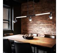 Lampe suspendue suspension lampe de salle à manger spot spot plafonnier, métal chromé noir plastique opale, 3x GU10, spots orientables, 1x LED 12W 690lm 3000K blanc chaud, H 120 cm