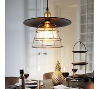 Table En Lampe Suspendue Lustre Salon Métal Noir Laiton 1xE27