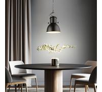 Suspension Lampe De Salle À Manger Noire Industrielle H 120Cm