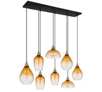 Suspension lampe de salle à manger plafonnier verre ambre à 8 lampes