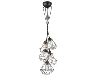 Suspension lampe de salle à manger suspension grille vintage suspension 5 flammes noir, métal, différentes formes, 5x E27, DxH 50x150 cm