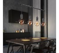 Suspension, lampe de salle à manger, suspension, suspension industrielle, 4 flammes, table à manger, design antique, métal, gris, 4x douille E27, LxH 90x120 cm