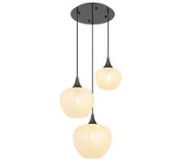 Suspension lampe de salle à manger verre 3 flammes noir chrome H 120 cm