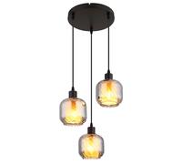 Suspension lampe de salle à manger verre fumé noir mat 3x E27 opale