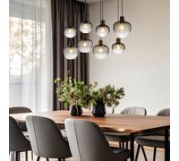 Suspension Lampe De Salon 8 Flammes Verre Fumé H 120 Cm