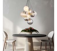 Suspension Lampe De Salon Boules En Verre Fumées 9 Flammes