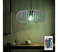 Suspension dimmable avec télécommande LED design cage, changement de couleur RGB, métal gris, 7,5W 470lm blanc chaud, DxH 40x 150 cm