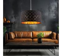 Lampe Suspension Table En Tissu Luminaire de Cuisine or Noir H 140 CM