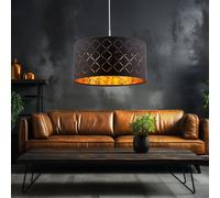 Lampe Suspension Table En Tissu Luminaire de Cuisine or Noir H 140 CM