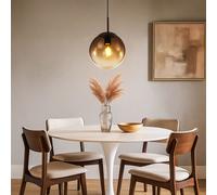 Suspension Lampe De Salon En Verre Fumé Boule LED H 120 Cm