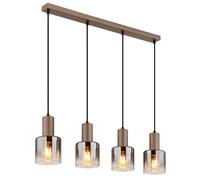 Suspension, lampe de salon, métal, verre couleur café, H 150 cm