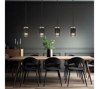 Suspension Lampe De Salon Noire Et Dorée Lampe De Cuisine H 120 Cm