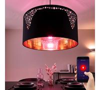 Suspension Lampe De Salon Smart RGB LED Textile Or Noir CCT