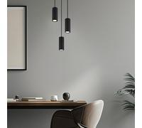 Lampe à suspendre Lampe de salle à manger noire 3 flammes suspendues Lampe de cuisine, aluminium métal, 3x GU10 douilles, DxH 21x120 cm