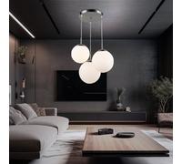 Suspension Lampe De Séjour Boule En Verre E27 3 Flammes LED H 80 Cm