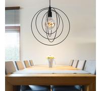 Suspension Lampe De Séjour Noire Anneaux 1 Flamme H 120 Cm