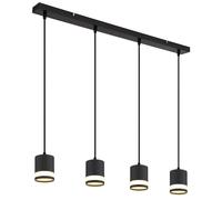 Suspension Lampe De Séjour Noire Opale 4 Flammes LED H 120 Cm