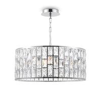 Suspension Lampe De Table Ø 50 Cm Ronde Cristal 4x E27 Art Déco