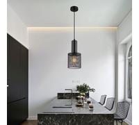 Suspension lampe de table à manger de salon noir Suspension industrielle, maille métallique, 1x E27, DxH 21x120 cm