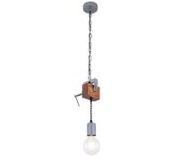 Suspension lampe de table à manger en bois cuisine suspension rétro plafonnier suspension vintage 1 ampoule, pince à vis métal galvanisé, E27, LxH 14x120cm