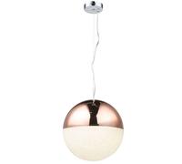 Suspension lampe de table à manger LED suspension lampe de salon, boule avec cristaux, couleur cuivre, 16W 1410lm blanc neutre, D 28 cm