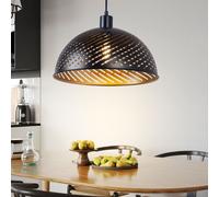 Suspension, lampe de table à manger, suspension, suspension, réglable en hauteur, maison de campagne noire et dorée, 1x douille E27, DxH 36x120cm
