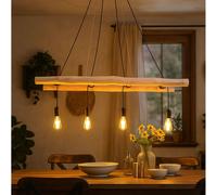 Suspension Lampe De Table En Bois Échelle 4 Flammes Filament LED H 192Cm