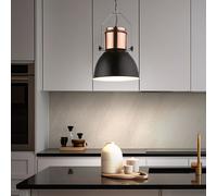 LED Suspension Rétro Lampe de salle à manger suspendue noire Lampe à suspendre cuivre industriel, métal, 9W 810lm blanc chaud, DxH 26,5x120 cm