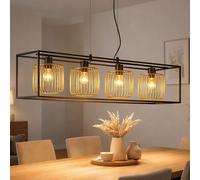 Suspension Lampe De Table Noire Dorée 4 Flammes Cage L 110 CM