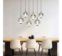 Suspension Lampe De Table Noire En Verre 6 Flammes Fumé LED H 120 Cm