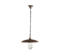 Suspension Lampe D'Extérieur En Laiton Verre Bronze Antique IP44 E27 D: 30,5 Cm