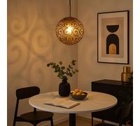 Suspension Lampe D'Une Flamme Noire Dorée Pour Table À Manger D 25 Cm