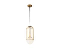 Suspension Lampe E27 D: 15 Cm En Or Blanc Métal Verre Boule Cuisine