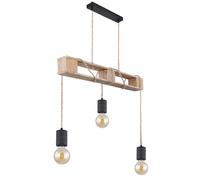 Suspension lampe en bois 3 flammes lampe de table à manger design palette suspension à régler, métal bois, brun noir, 3x douilles E27, LxPxH 83x10x120 cm