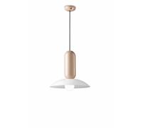 Suspension Lampe En Céramique E27 Ø 40 Cm Ronde Design Rétro Crème Sable