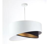 Suspension Lampe En Tissu D: 50 Cm Blanc Noir Or E27 Ronde Velours