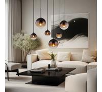 Suspension Lampe En Verre Fumé 6 Braises Lampe De Salon