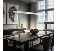 Suspension lampe suspendue suspension lampe suspension lampe de salle à manger lampe de salon, 2 ampoules, acier verre blanc satiné, LED 9W 1600Lm blanc chaud, LxH 67x110cm