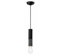Suspension Lampe Étroite Ø 5,5 Cm Céramique Noir Rétro E27 Salle À Manger