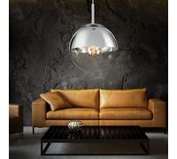 Suspension Lampe Globe Argent Transparent Salon H 120Cm