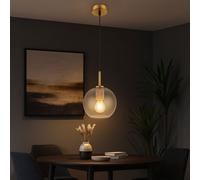 Suspension Lampe Globe En Verre Clair Métal Laiton LED H 120 Cm