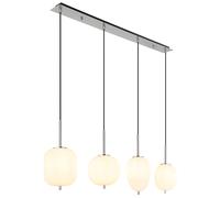 Suspension Lampe Lampe à suspendre Salle à manger Salon, 4 flammes, métal verre argenté, 4x E14 douilles, LxlxH 110x18,5x120 cm