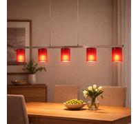 Suspension Lampe LED 5 Flammes Abat-Jour Rouge