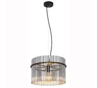 Lampe LED à suspendre Lampe de salon Lampe de salle à manger Plafonnier, métal noir barres de verre fumé, 1x LED E27 blanc chaud, D 40 cm