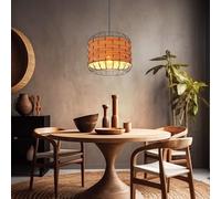 Lampe Suspendue Suspension Luminaire Campagne Optique Bois Braun Métal Noir E27