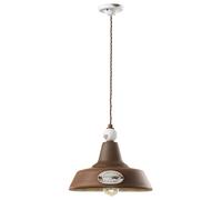 Suspension Lampe Métal Céramique Ronde Ø 35 Cm Rouille Blanc E27 Vintage