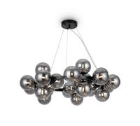 Suspension Lampe Métal Verre Fumé G9 B: 69 Cm H: Max. 135,4 Cm Moderne
