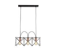 Suspension Lampe Métallique Noire Cuivre 3-Flamme E27 B: 55 Cm